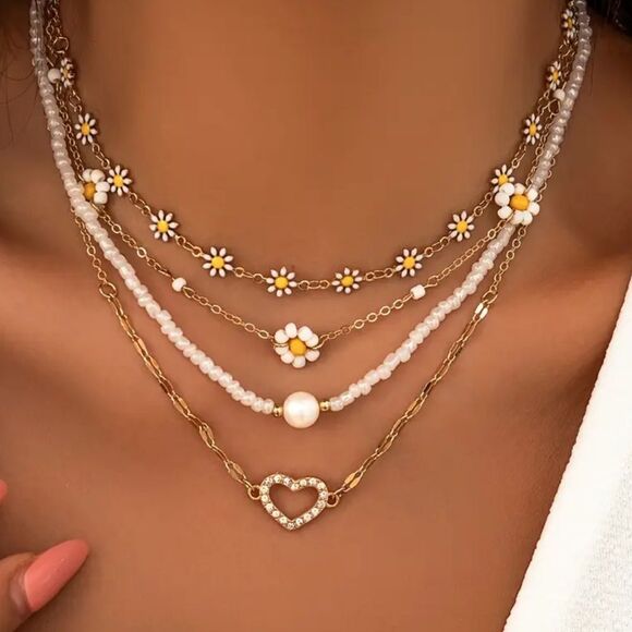 Boho Beaded Multilayered Gold Necklace - Picture 5 of 5